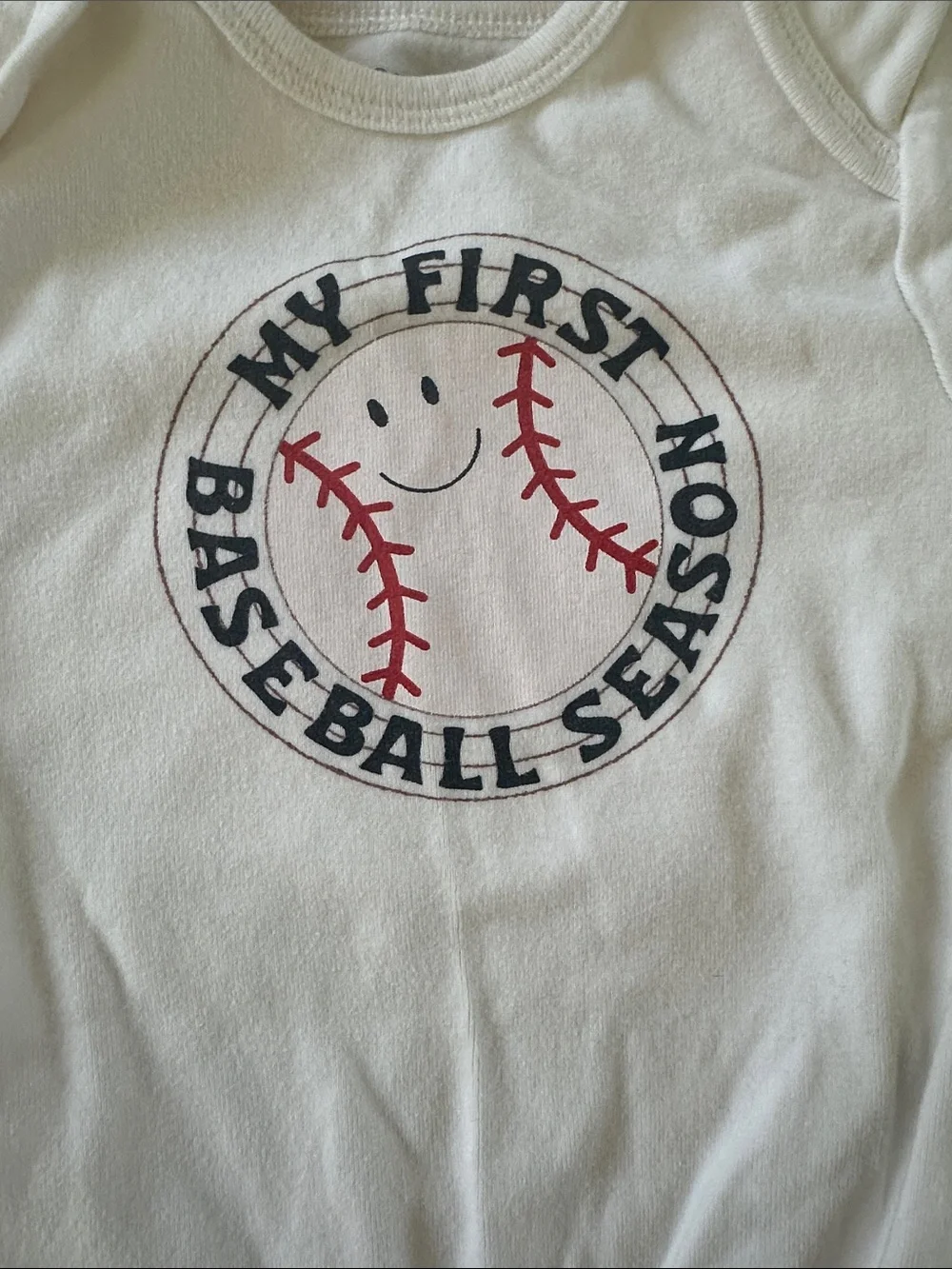 Old Navy White 'My First Baseball Season' Baby One-Piece Bodysuit